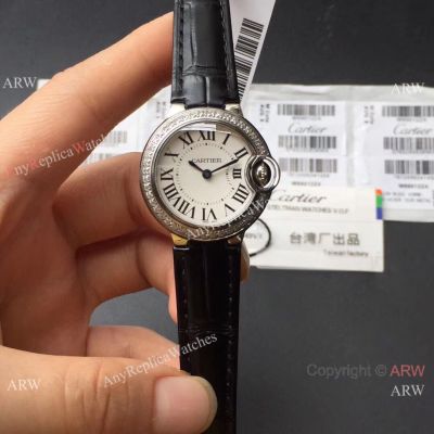 TW Swiss Made Clone Ballon Bleu Cartier 28 Quartz White & Diamond Watch
